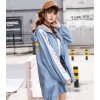 68701 Korean fashion loose long letters printing denim coat