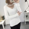 8076# autumn women's sweaterKorean fashion slim shirt underwear solid color sweater
