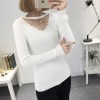 8076 Korean fashion slim  solid color sweater