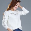 1909 autumn hot Korean fashion round neck embroidery long sleeves sweater