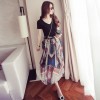 680 short-sleeved v neck printed chiffon dress
