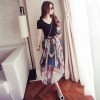 680 short-sleeved v neck printed chiffon dress