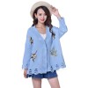 1880 spring and autumn V-neck embroidery loose long-sleeved cardigan sweater