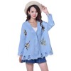 6048 spring and autumn V-neck embroidery loose long-sleeved cardigan sweater