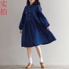 8235 new literary style pure color cotton and linen loose dress