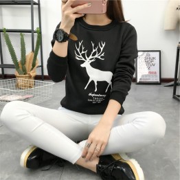 8479 autumn and winter cartoon big size plum deer printing students thickening sweatshirt