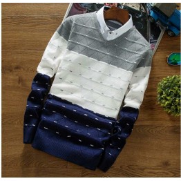 6315 v collar sets of diamond-shaped contract color sweater
