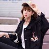 8655 retro badge loose long sleeve denim jacket