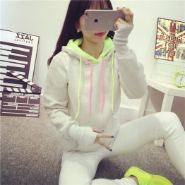 [Real shot] 2135 # autumn and winter new hooded sets of sweater women plus velvet thick sleeves personality sweater women