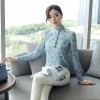 928 # chiffon shirt long sleeves 2017 autumn Korean women lace collar collar slimshirt