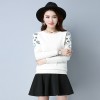 1879 autumn new round neck collar embroidery knitting shirt