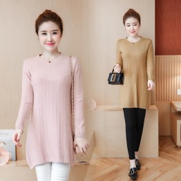 912 large size loose long pregnant knitted sweater