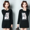 Korean fashion the new pattern slim women 's pattern printed thickening woolen t-shirt 8089