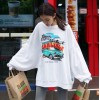 8306C personality bat sleeve loose handsome letters casual t-shirt