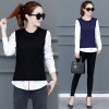 Real shot 2017 Korean stitch knitting female sets of fake two sets of sweaters women shirt shirt sweater women 9029