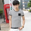  6302 Summer men's stripes short sleeve T-shirt