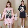 1602 maternity loose cotton cat printing pregnant women dress