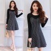 2629 autumn new contract color stripes slim dress