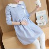 9017 # (real shot) 2017 new maternity dress spring doll collar striped cat dress