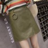 7306 water washing PU leather skirt