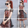 1745 retro floral summer slim temperament grenadine splicing dress