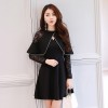 2632 autumn new high collar cloak lace dress