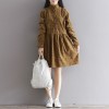 1856 large size long sleeve art retro jacquard thick long dress