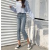 2017 new trousers gap wash washed white jeans women self-cultivation wild nine cents straight straight pants 638