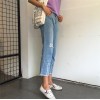 6609 wide leg preppy style denim nine points pants