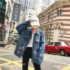 1738 embroidery long sleeves loose denim jacket