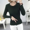 8073 # autumn and winter new women's Korean sweater women's bottom shirt wave collar collar Slim was thin sweater