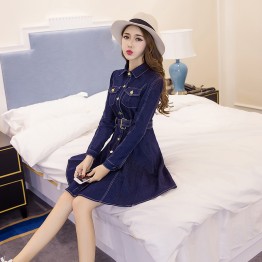 988 girl rhinoceros A-line denim lotus lace dress 