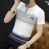 Men 's short - sleeved T - shirt Korean fashion youth stripes t-shirt 3041