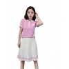 2017 summer new pink loose thin college wind two-piece polo shirt pleated skirt knit suit