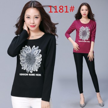 1181 Large size women's long sleeve round neck shirt