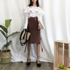 997 autumn solid color loose waist knitted wool skirt