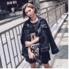 2017 autumn new BF wind solid color straight loose profile printed denim jacket female 128 #