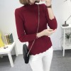 8078 semi-high collar wave hem sweater