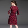 6279 autumn new slim eyelashes lace seven-point sleeve dress