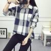 5010 autumn new Korean style plaid long sleeves loose joker shirt