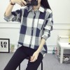 5010 autumn new Korean style plaid long sleeves loose joker shirt