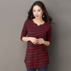 6036 plus size stripes bottoming t-shirt