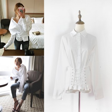 8089 new autumn chic sexy fashion lacing shirt