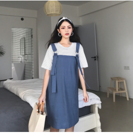 Korean college wind sling two two-piece dress two color 2187 #