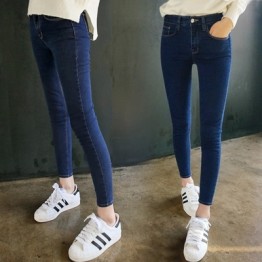 1824 real shot spring and autumn winter high waist jeans elastic Slim pencil pants trousers nine feet feet pants female