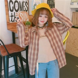 3189 loose lattice long sleeve shirt