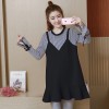 1603 # pregnant women autumn dress Korean cotton stripes stitching long pregnant women tops