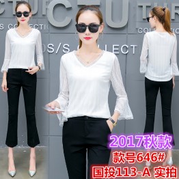646 autumn new shirt women's long-sleeved Korean short loose shirt