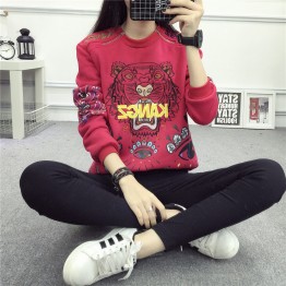 2182 # autumn and winter new tiger head embroidery sweater eyes thickening warm sweater