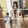New casual personality embroidery loose large size sweater women long section long sleeve sweater cardigan jacket tide